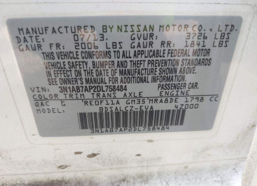 Photo 9 of 2013 Nissan Sentra S (VIN 3N1AB7AP2DL758484)