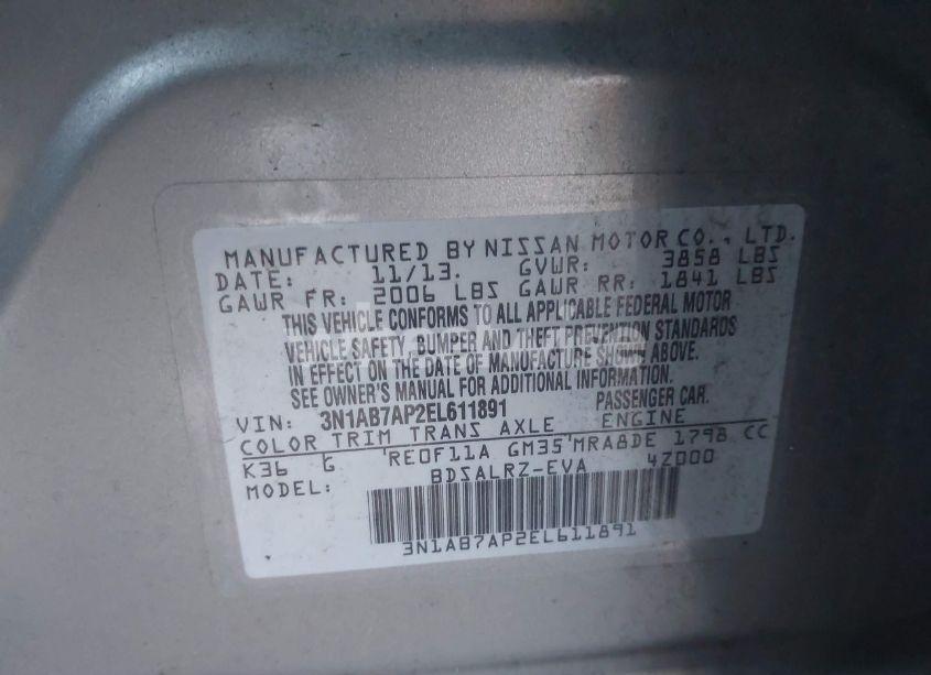 Photo 9 of 2014 Nissan Sentra SR (VIN 3N1AB7AP2EL611891)