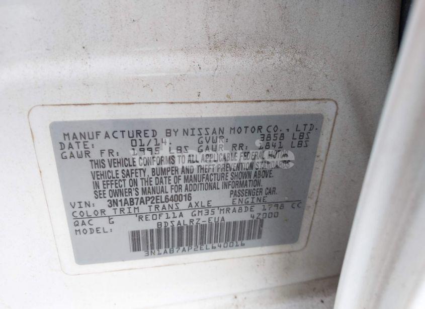 Photo 9 of 2014 Nissan Sentra SR (VIN 3N1AB7AP2EL640016)