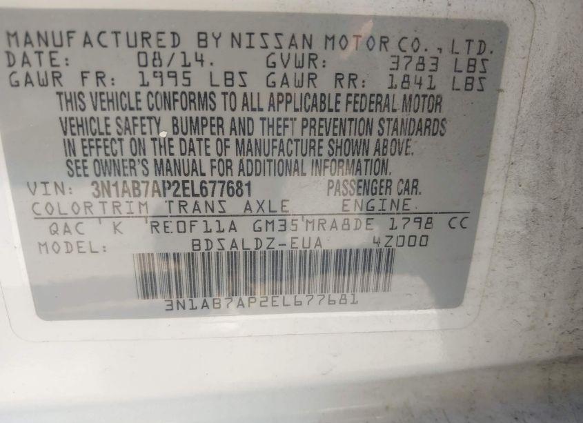 Photo 9 of 2014 Nissan Sentra SV (VIN 3N1AB7AP2EL677681)