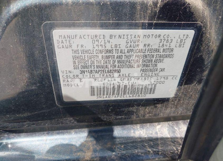 Photo 9 of 2014 Nissan Sentra FE+ S/FE+ SV/S/SL/SR/SV (VIN 3N1AB7AP2EL682850)