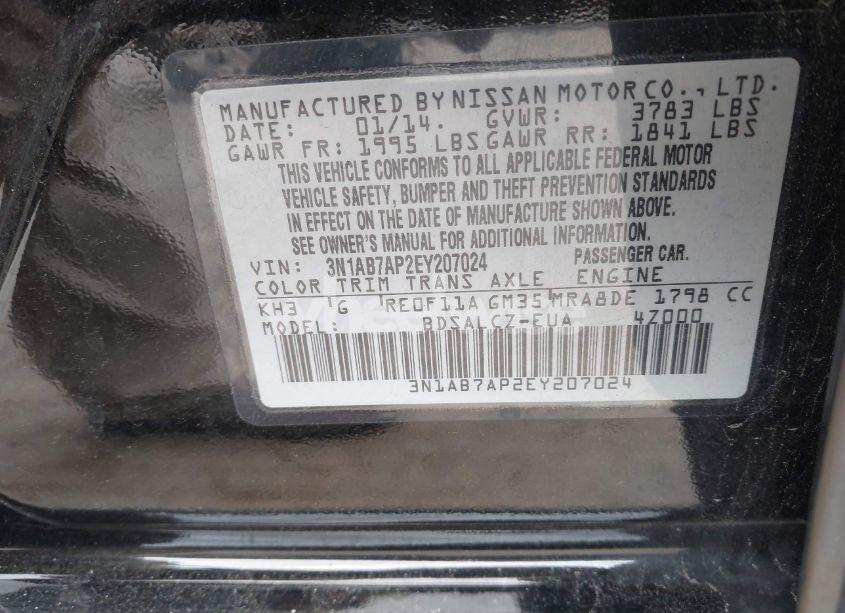 Photo 9 of 2014 Nissan Sentra S (VIN 3N1AB7AP2EY207024)