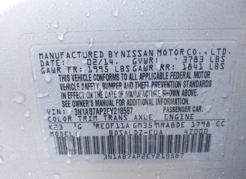 Photo 9 of 2014 Nissan Sentra (VIN 3N1AB7AP2EY218587)