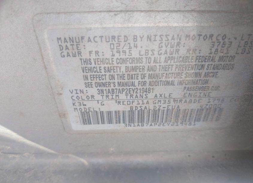 Photo 9 of 2014 Nissan Sentra SV (VIN 3N1AB7AP2EY219481)