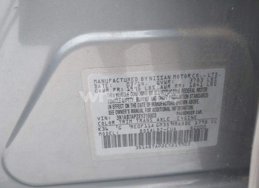 Photo 9 of 2014 Nissan Sentra SV (VIN 3N1AB7AP2EY219903)