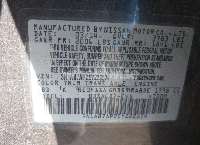 Photo 9 of 2014 Nissan Sentra SV (VIN 3N1AB7AP2EY222574)