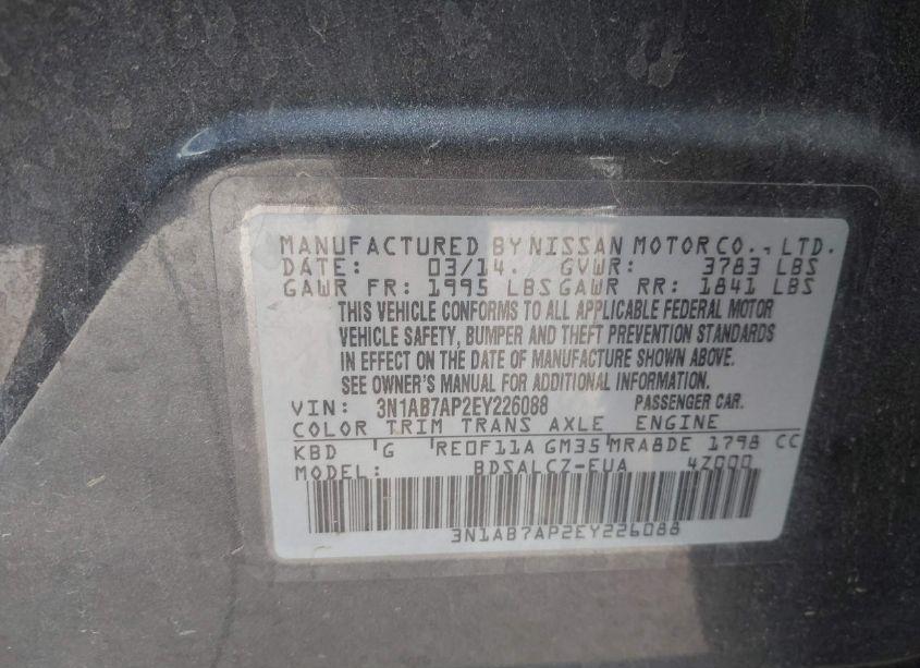 Photo 9 of 2014 Nissan Sentra S (VIN 3N1AB7AP2EY226088)