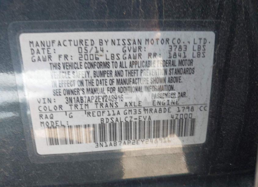 Photo 9 of 2014 Nissan Sentra S (VIN 3N1AB7AP2EY248916)