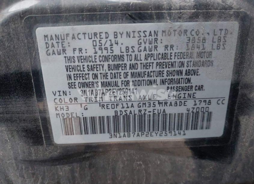 Photo 9 of 2014 Nissan Sentra SR (VIN 3N1AB7AP2EY259141)