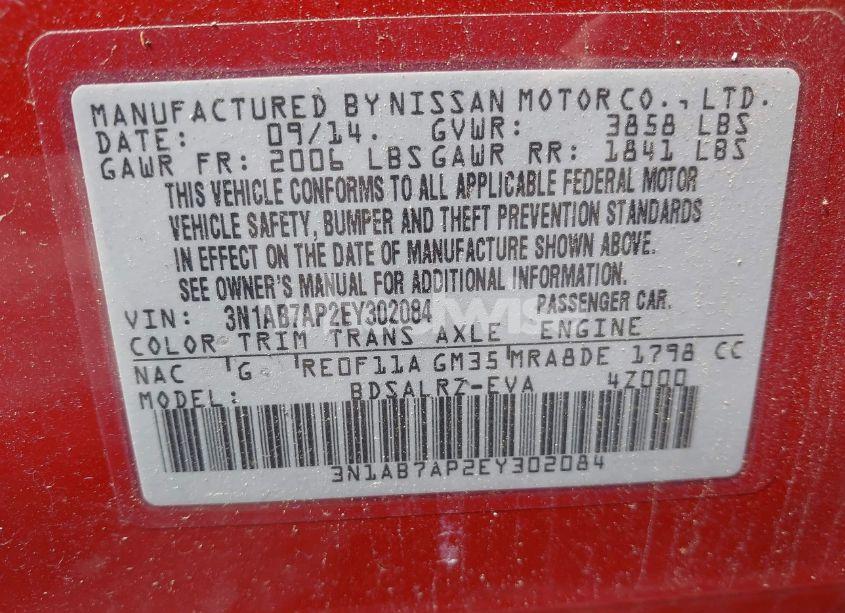 Photo 9 of 2014 Nissan Sentra SR (VIN 3N1AB7AP2EY302084)