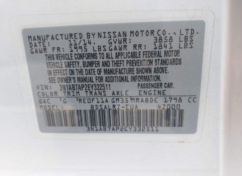 Photo 9 of 2014 Nissan Sentra SR (VIN 3N1AB7AP2EY332511)