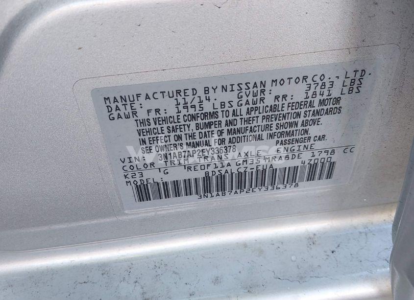 Photo 9 of 2014 Nissan Sentra S (VIN 3N1AB7AP2EY336378)