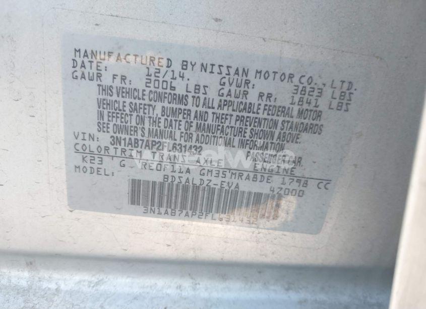 Photo 9 of 2015 Nissan Sentra FE+ S/S/SL/SR/SV (VIN 3N1AB7AP2FL631432)