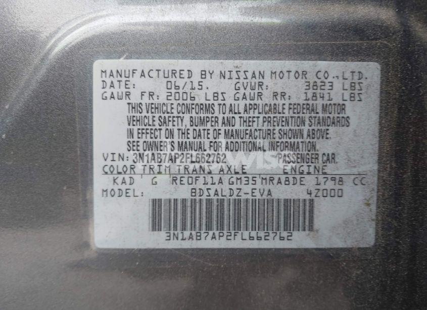 Photo 9 of 2015 Nissan Sentra FE+ S/S/SL/SR/SV (VIN 3N1AB7AP2FL662762)