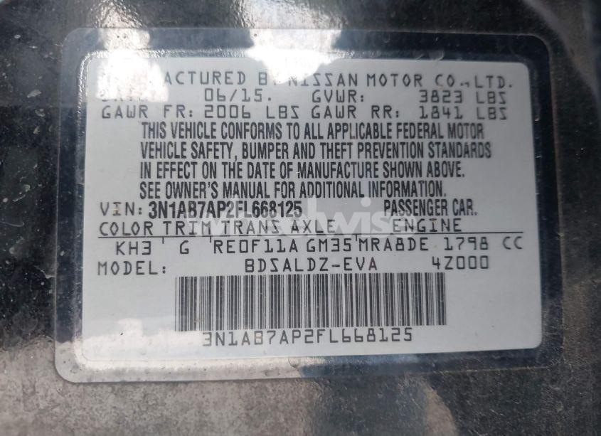 Photo 9 of 2015 Nissan Sentra SV (VIN 3N1AB7AP2FL668125)
