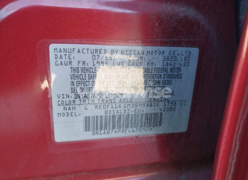 Photo 9 of 2015 Nissan Sentra SV (VIN 3N1AB7AP2FL670926)