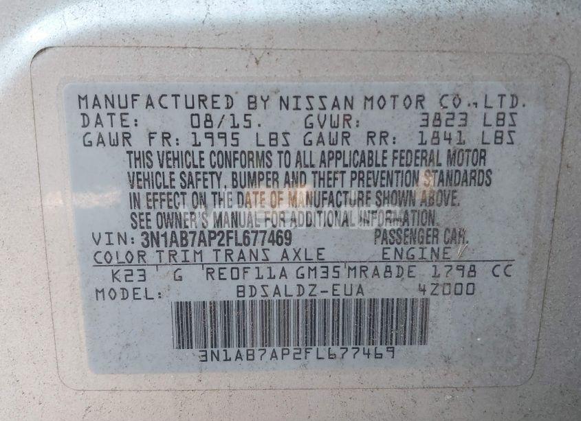 Photo 9 of 2015 Nissan Sentra SV (VIN 3N1AB7AP2FL677469)