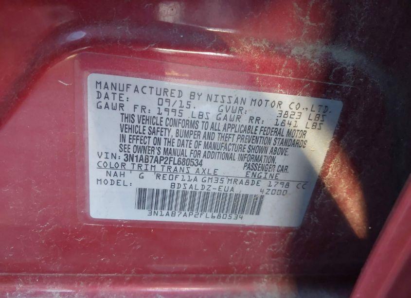 Photo 9 of 2015 Nissan Sentra SV (VIN 3N1AB7AP2FL680534)