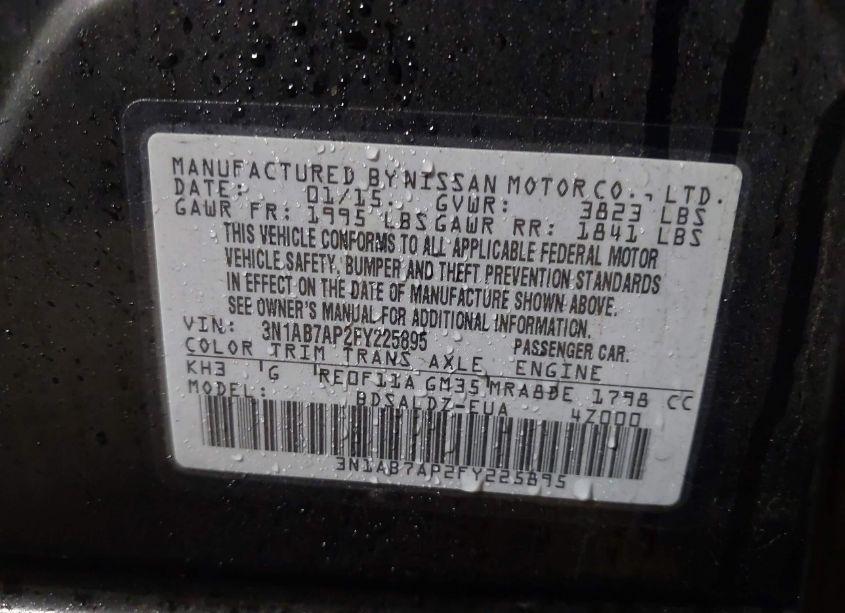 Photo 9 of 2015 Nissan Sentra SV (VIN 3N1AB7AP2FY225895)