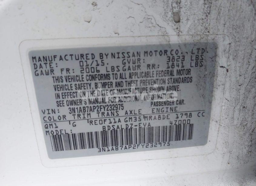 Photo 9 of 2015 Nissan Sentra SV (VIN 3N1AB7AP2FY232975)
