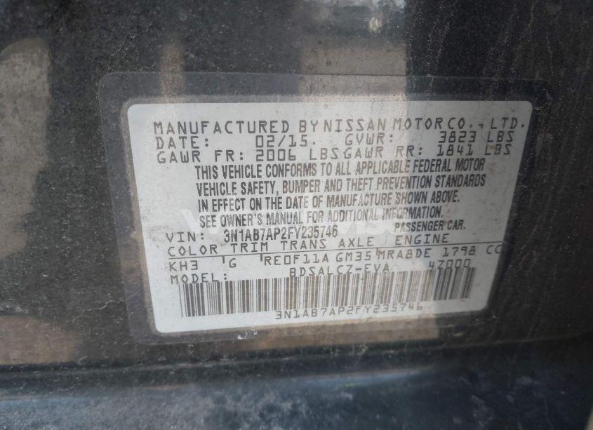 Photo 9 of 2015 Nissan Sentra S (VIN 3N1AB7AP2FY235746)