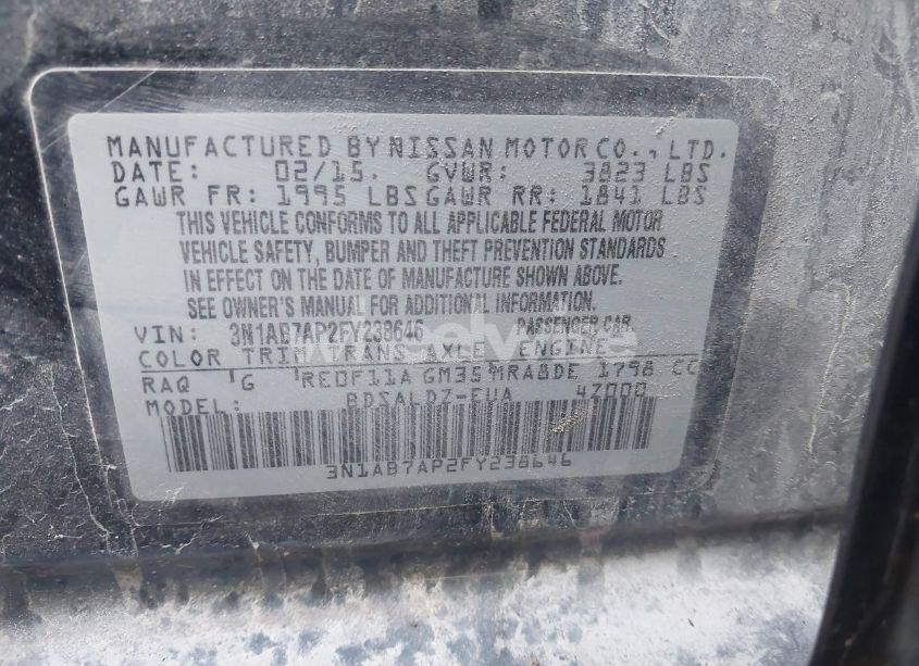 Photo 9 of 2015 Nissan Sentra SV (VIN 3N1AB7AP2FY238646)