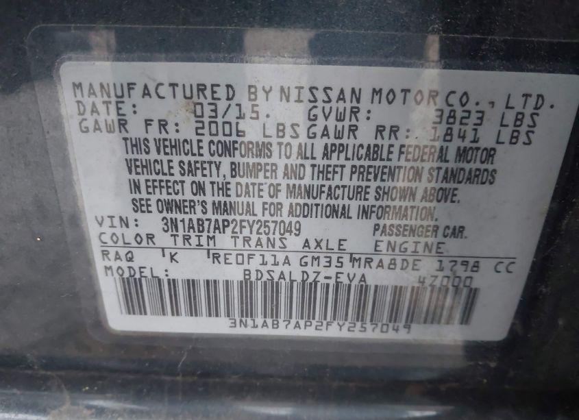 Photo 9 of 2015 Nissan Sentra SV (VIN 3N1AB7AP2FY257049)