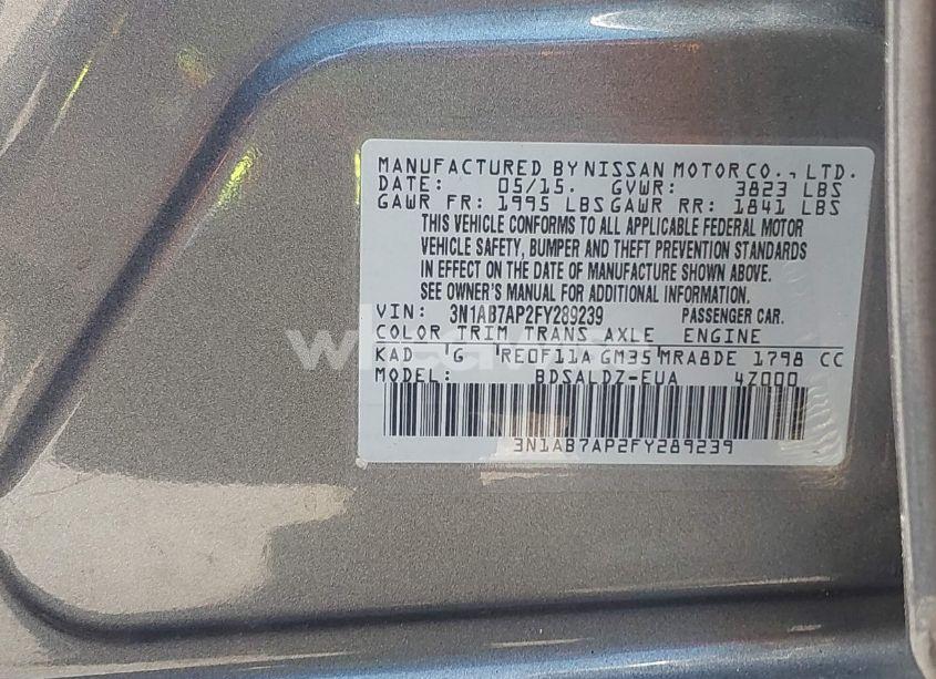 Photo 9 of 2015 Nissan Sentra SV (VIN 3N1AB7AP2FY289239)