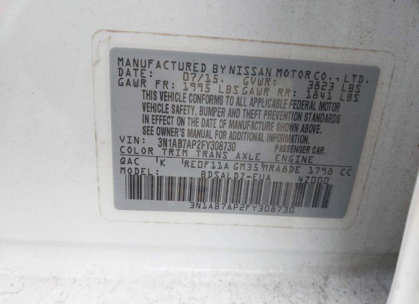 Photo 9 of 2015 Nissan Sentra SV (VIN 3N1AB7AP2FY308730)