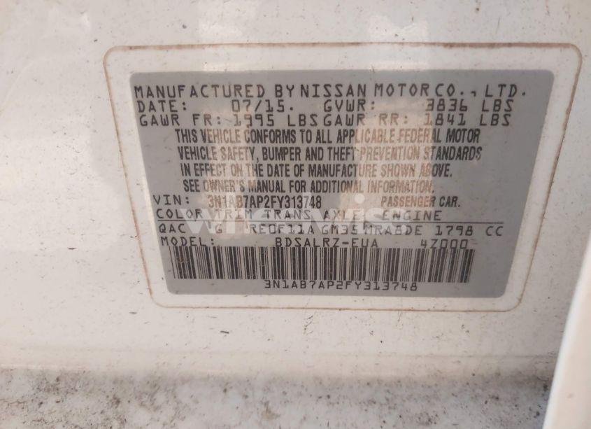 Photo 9 of 2015 Nissan Sentra SR (VIN 3N1AB7AP2FY313748)
