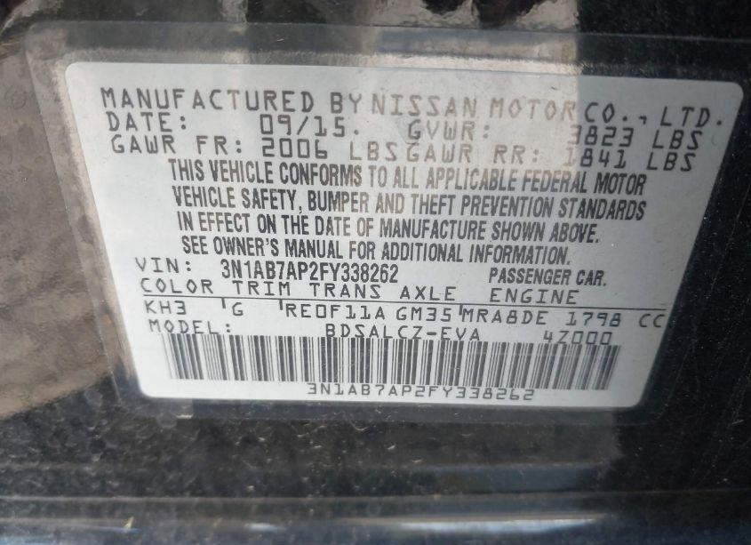 Photo 9 of 2015 Nissan Sentra S (VIN 3N1AB7AP2FY338262)