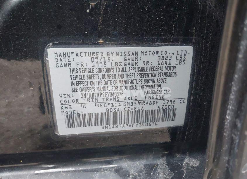 Photo 9 of 2015 Nissan Sentra S (VIN 3N1AB7AP2FY340576)