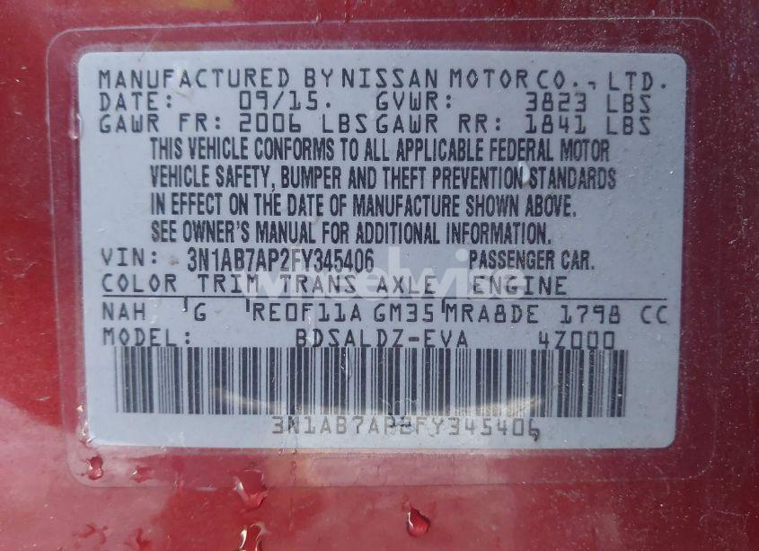 Photo 9 of 2015 Nissan Sentra SV (VIN 3N1AB7AP2FY345406)