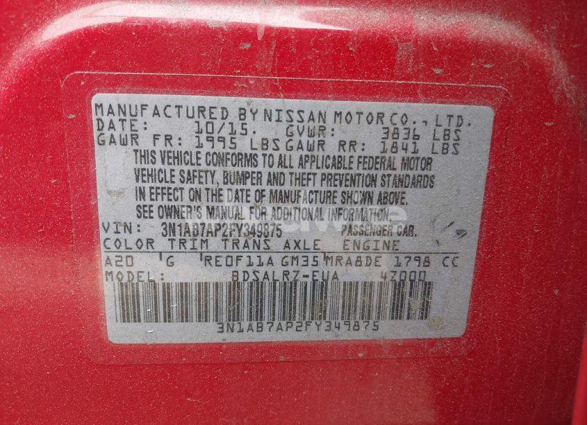 Photo 9 of 2015 Nissan Sentra SR (VIN 3N1AB7AP2FY349875)