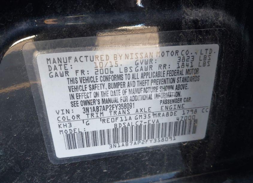 Photo 9 of 2015 Nissan Sentra S (VIN 3N1AB7AP2FY358091)