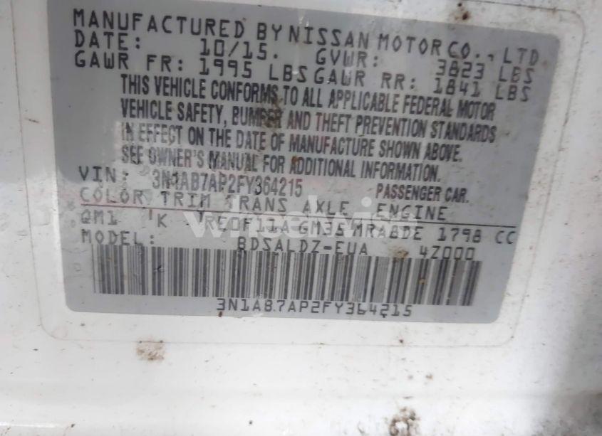 Photo 9 of 2015 Nissan Sentra SV (VIN 3N1AB7AP2FY364215)