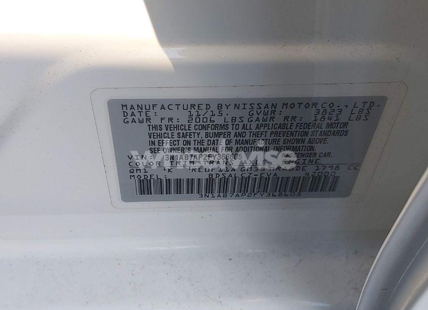 Photo 9 of 2015 Nissan Sentra S (VIN 3N1AB7AP2FY368605)