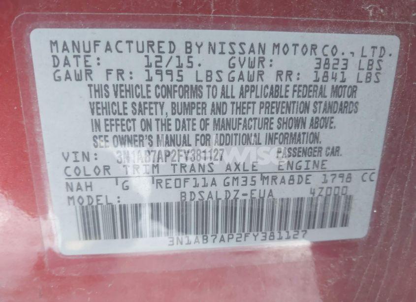 Photo 9 of 2015 Nissan Sentra SV (VIN 3N1AB7AP2FY381127)