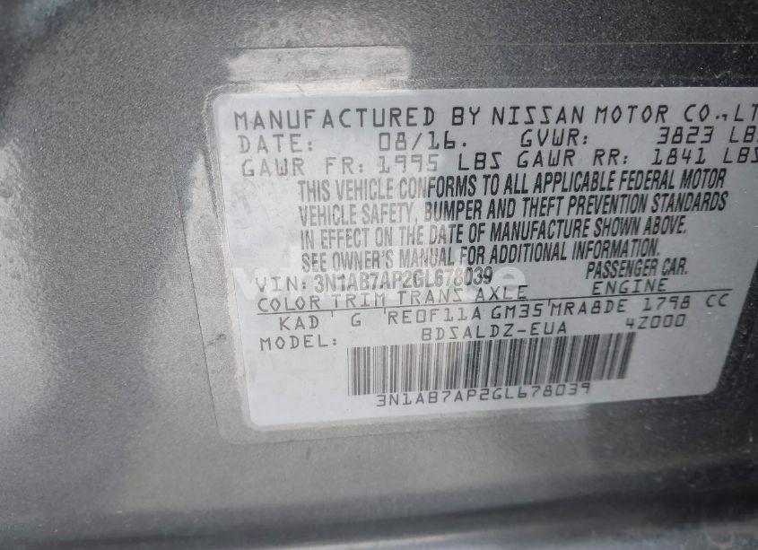 Photo 9 of 2016 Nissan Sentra SV (VIN 3N1AB7AP2GL678039)