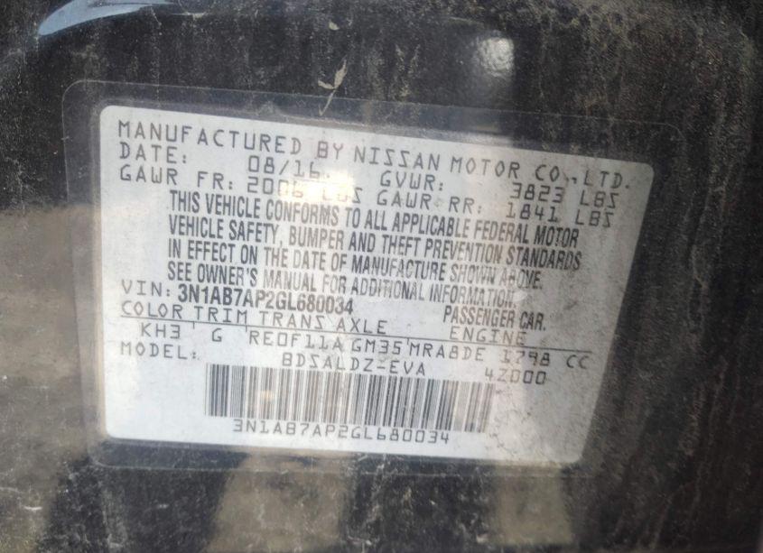 Photo 9 of 2016 Nissan Sentra SV (VIN 3N1AB7AP2GL680034)