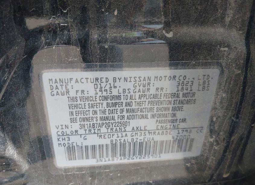 Photo 9 of 2016 Nissan Sentra S (VIN 3N1AB7AP2GY225901)