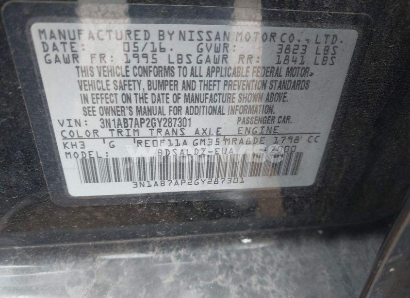 Photo 9 of 2016 Nissan Sentra SV (VIN 3N1AB7AP2GY287301)