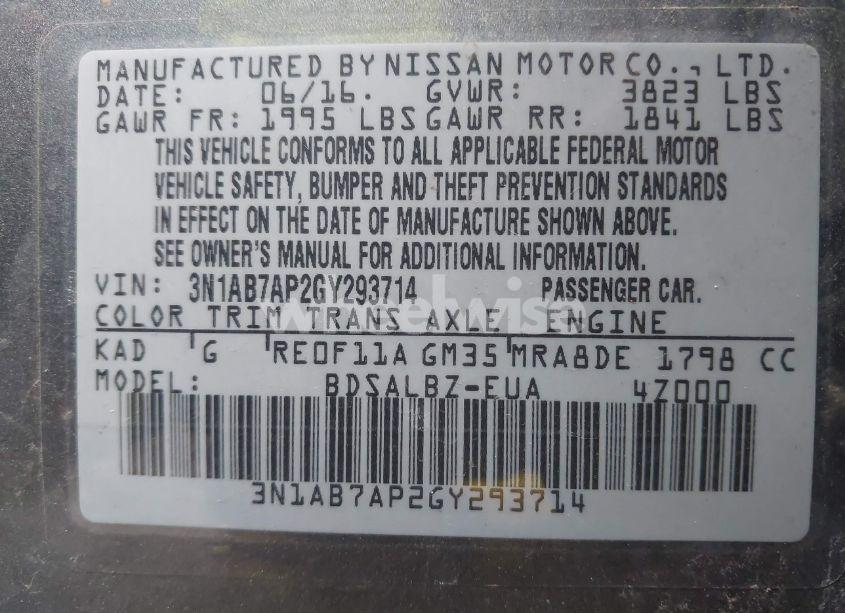 Photo 9 of 2016 Nissan Sentra S (VIN 3N1AB7AP2GY293714)