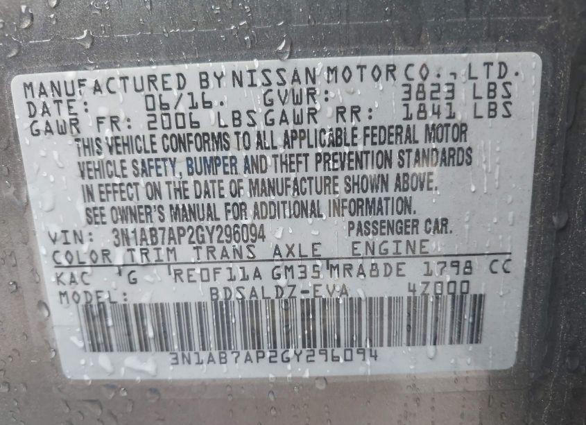 Photo 9 of 2016 Nissan Sentra SV (VIN 3N1AB7AP2GY296094)