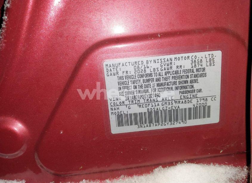 Photo 9 of 2016 Nissan Sentra SL (VIN 3N1AB7AP2GY327490)