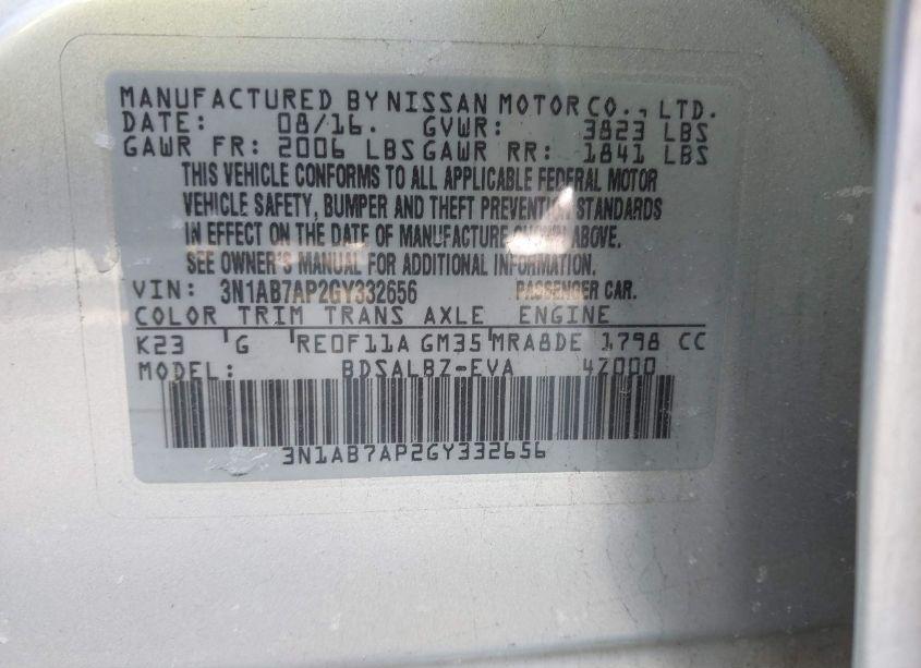 Photo 9 of 2016 Nissan Sentra S (VIN 3N1AB7AP2GY332656)