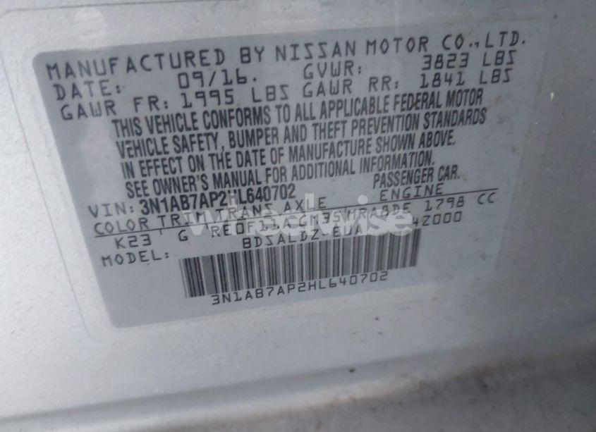 Photo 9 of 2017 Nissan Sentra SV (VIN 3N1AB7AP2HL640702)