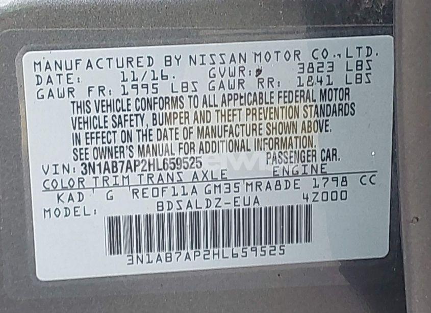 Photo 9 of 2017 Nissan Sentra SV (VIN 3N1AB7AP2HL659525)