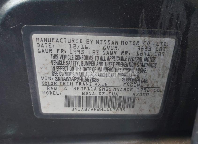 Photo 9 of 2017 Nissan Sentra SV (VIN 3N1AB7AP2HL667835)