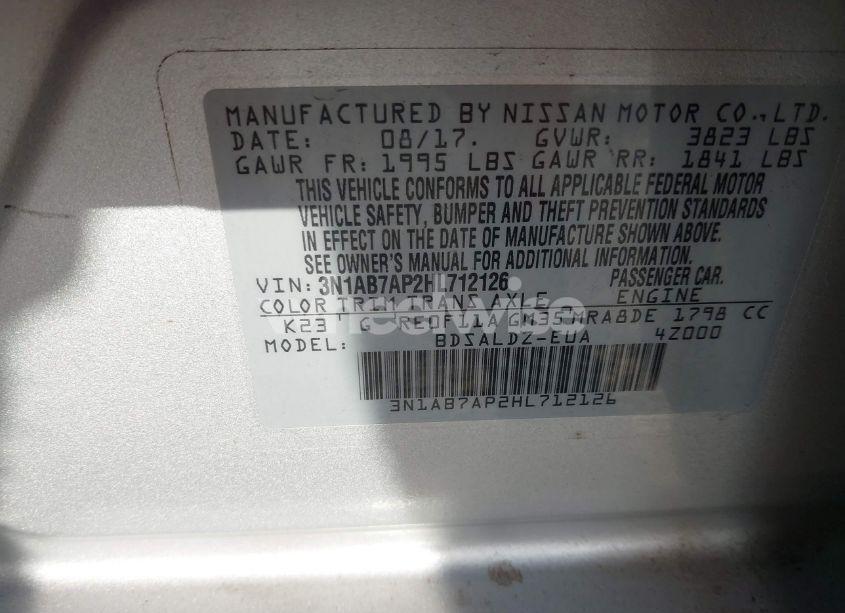 Photo 9 of 2017 Nissan Sentra SV (VIN 3N1AB7AP2HL712126)